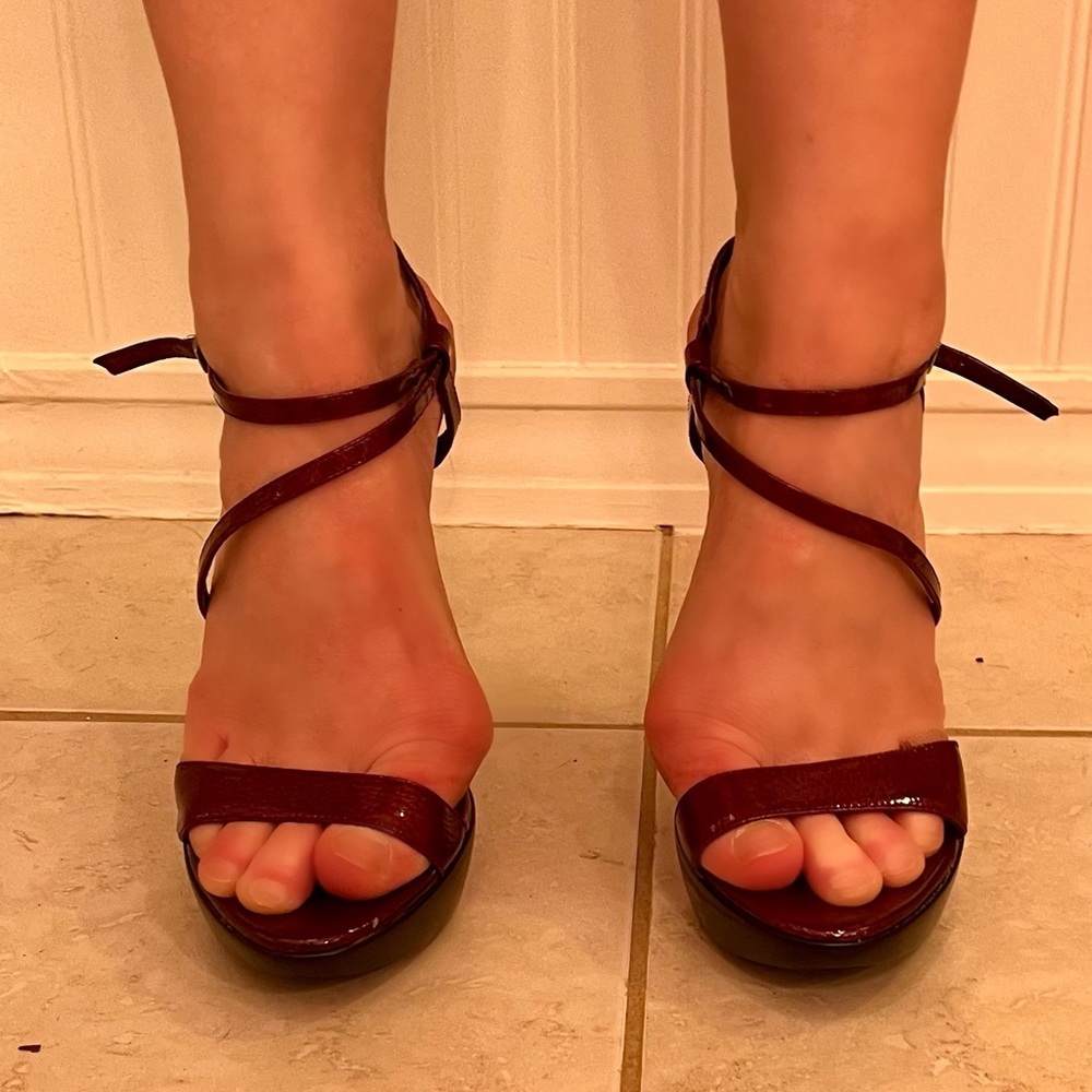 Maroon strappy heels